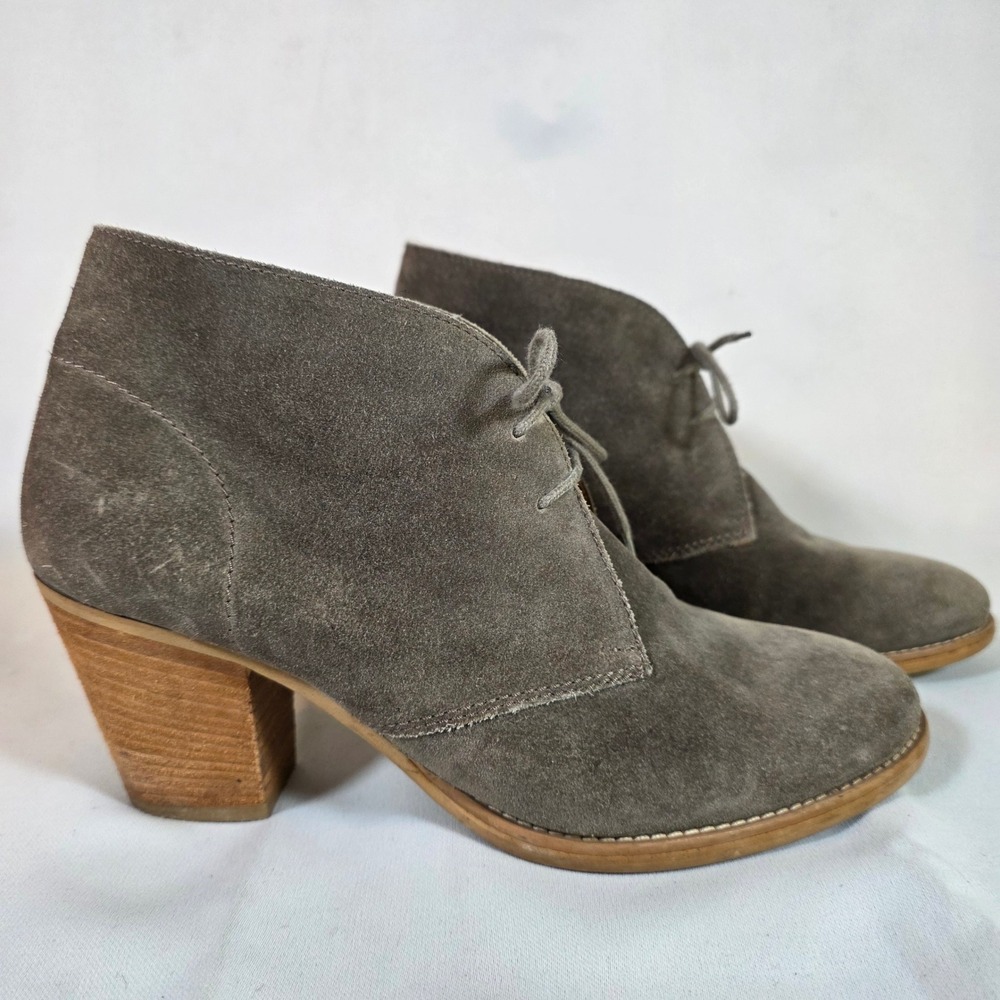 Madewell 1937 Footwear Womens 9 Grey Suede Lace Up Chukka Heeled Ankle Boots